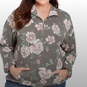 Maurices gray floral pullover size 0X // 2482